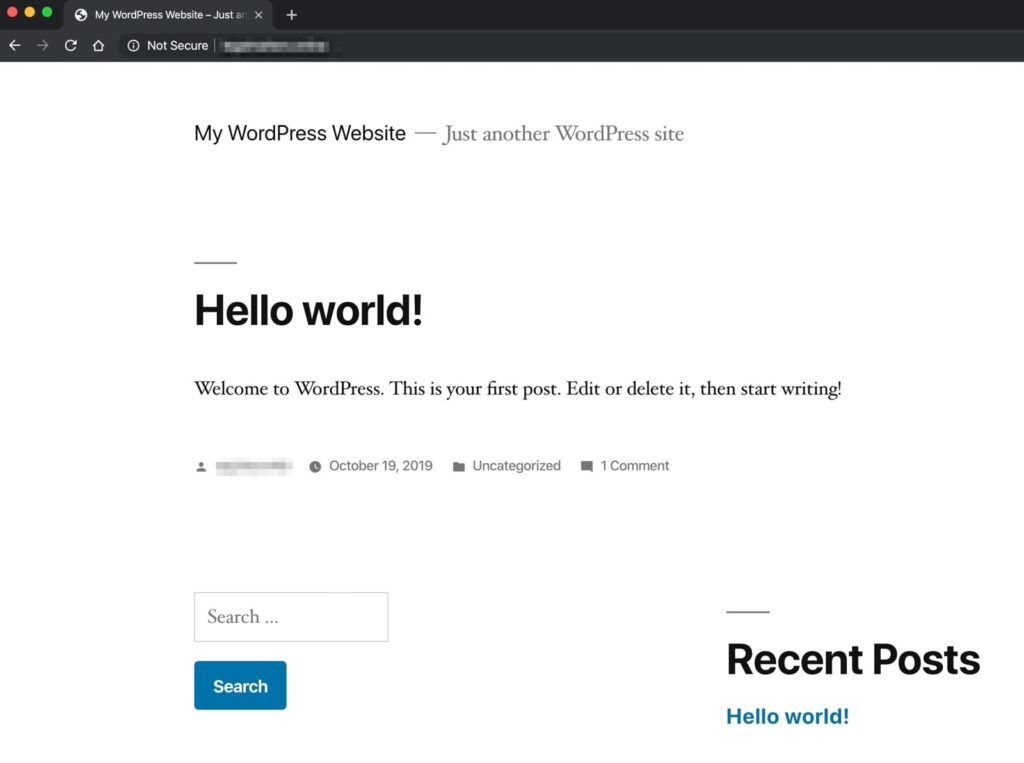 wordpres default page